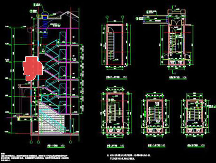Stairs Cad block and details Download 32
